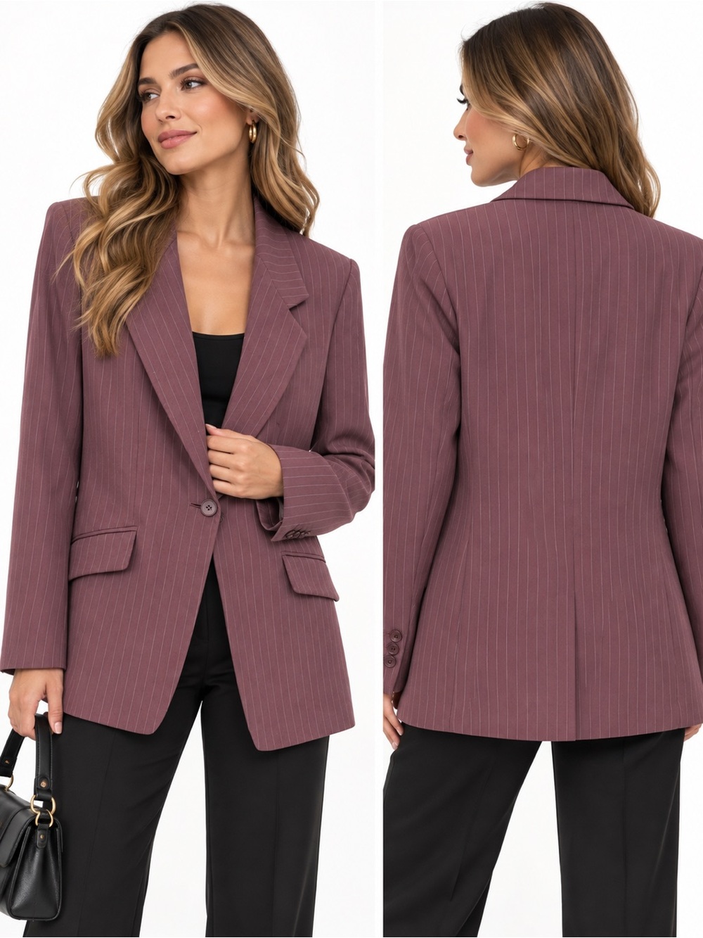 Kasper Mauve Pinstripe Blazer Jacket
